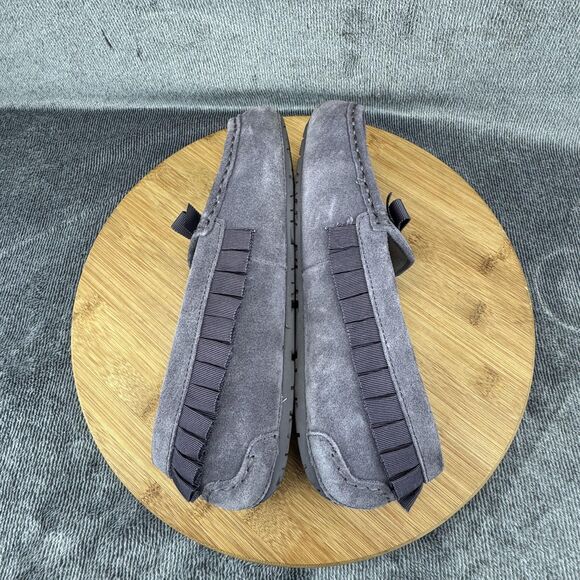 UGG Shoes Womens Size 5 Gray Suede Moccasin Slippers Bow Shearling Lined 1013300 - Picture 6 of 10